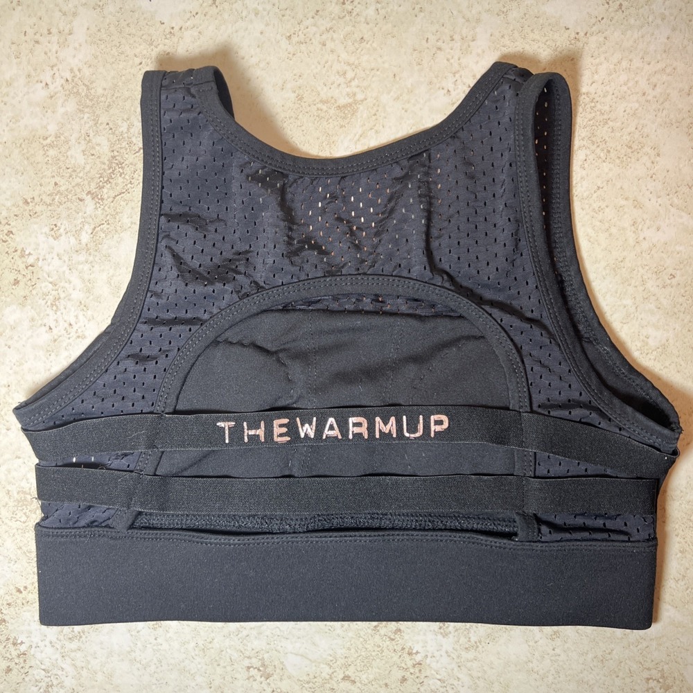 Jessica Simpson The Warm Up Black Mesh Sports Bra Size Medium Lightly Padded EUC